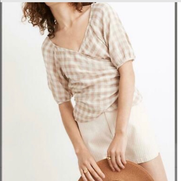 Madewell Tops - Madewell Gingham wrap top size M
